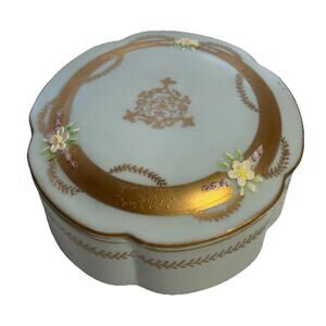 Ardalt Lenwile China Hand Painted Porcelain Jewelry Trinket Box Blue Green